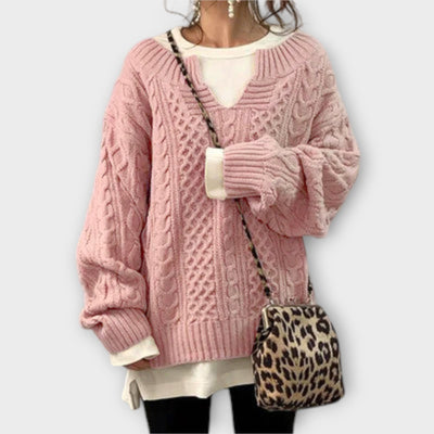 Oversized gebreide trui met kabelpatroon