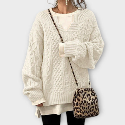 Oversized gebreide trui met kabelpatroon