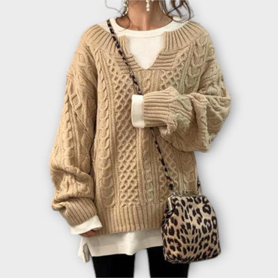 Oversized gebreide trui met kabelpatroon