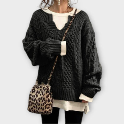 Oversized gebreide trui met kabelpatroon