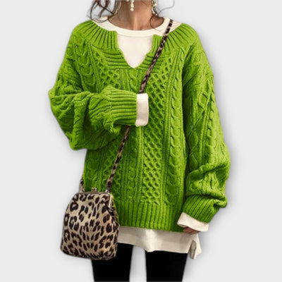 Oversized gebreide trui met kabelpatroon