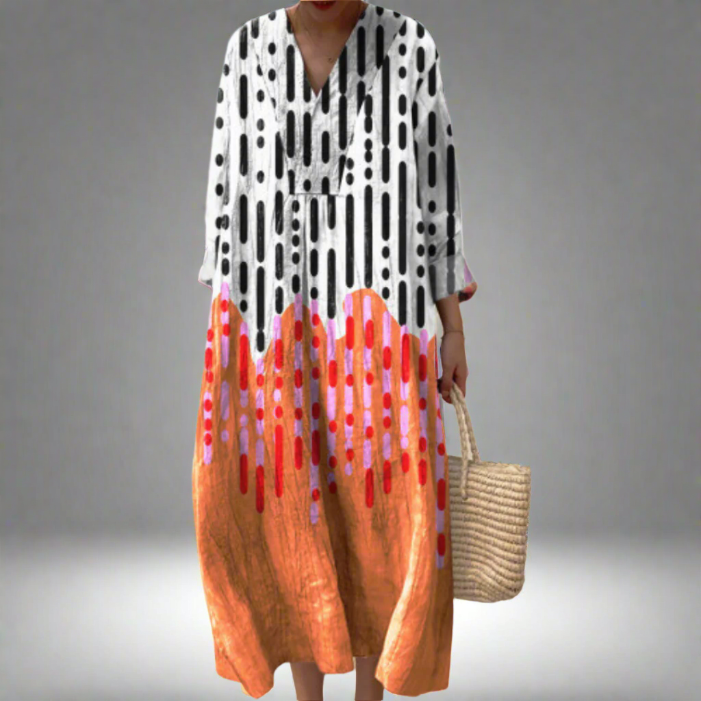 Tessa | Maxi-jurk met abstract druppelpatroon