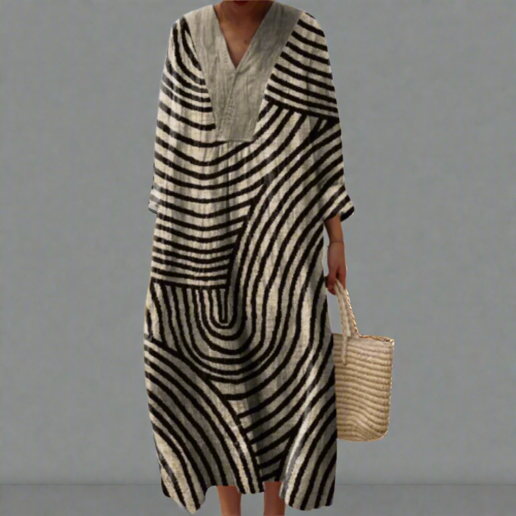 Irene | Monochrome Labyrinth Flow Jurk