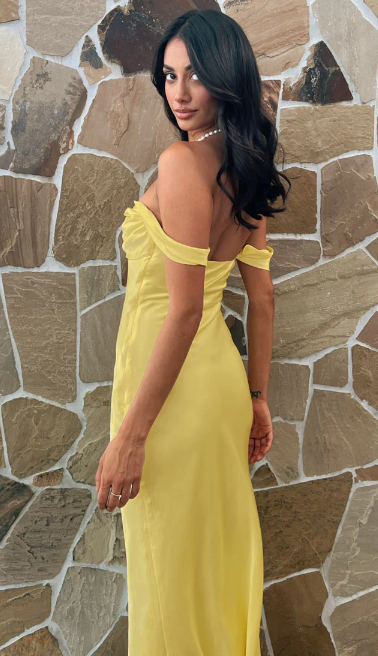 Rosalia – Off-shoulder satijnen jurk
