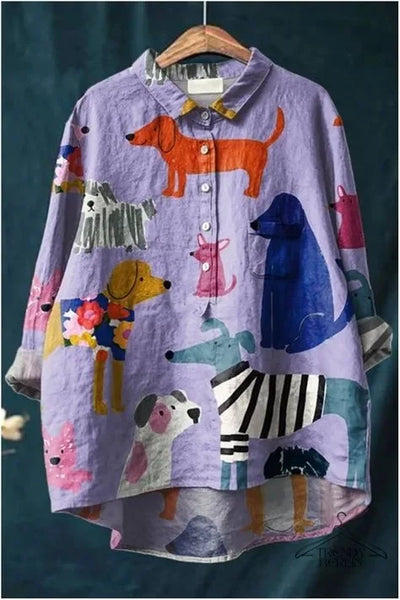 Sofia  | Casual shirt met leuke hondenprint