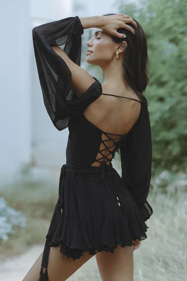 Layla | Speelse minijurk met ballonmouwen