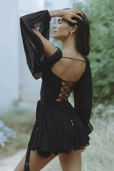 Layla | Speelse minijurk met ballonmouwen
