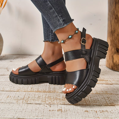 Modieuze, comfortabele leren sandalen met dikke zool voor dames 