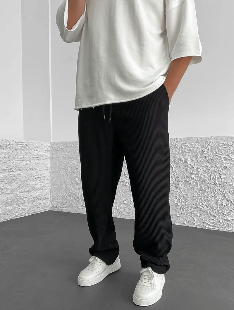 Milan - Casual geribbelde broek