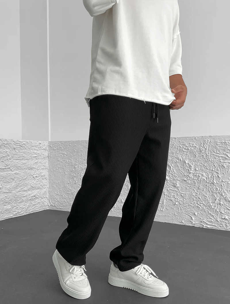 Milan - Casual geribbelde broek