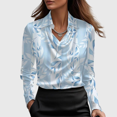 Sylvie | Blouse met luxe glans en geplooide halslijn