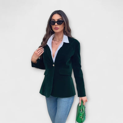 GRETCHEN | Elegante fluwelen blazer met gouden details