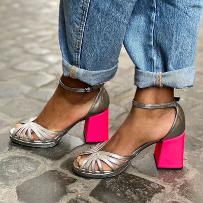 Seraphina | Schitterende sandalen met brede hak en elegante gespsluiting