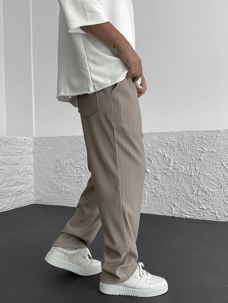 Milan - Casual geribbelde broek