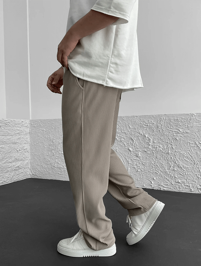 Milan - Casual geribbelde broek