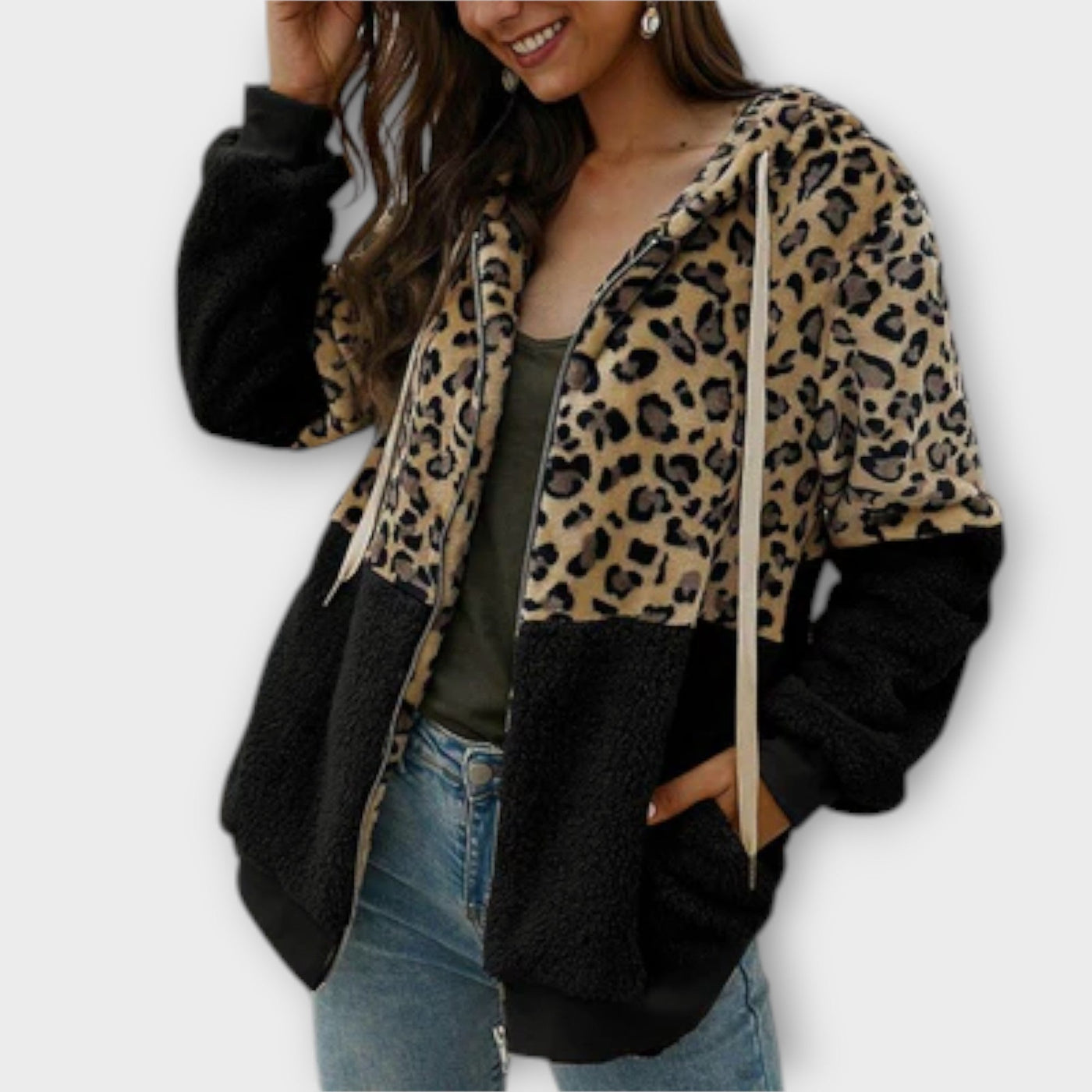 Lea - Fleece hoodie met leo-design