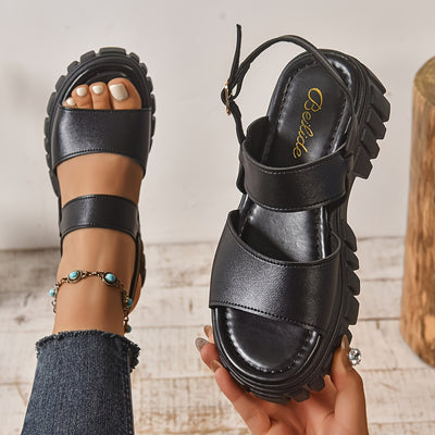 Modieuze, comfortabele leren sandalen met dikke zool voor dames 