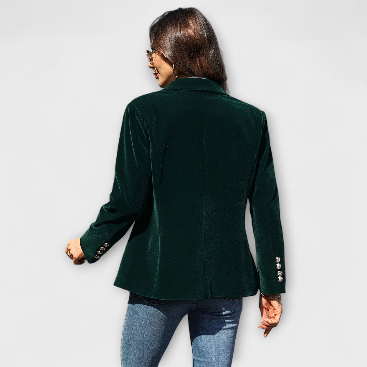 GRETCHEN | Elegante fluwelen blazer met gouden details