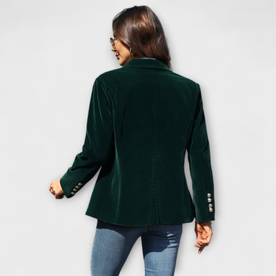 GRETCHEN | Elegante fluwelen blazer met gouden details
