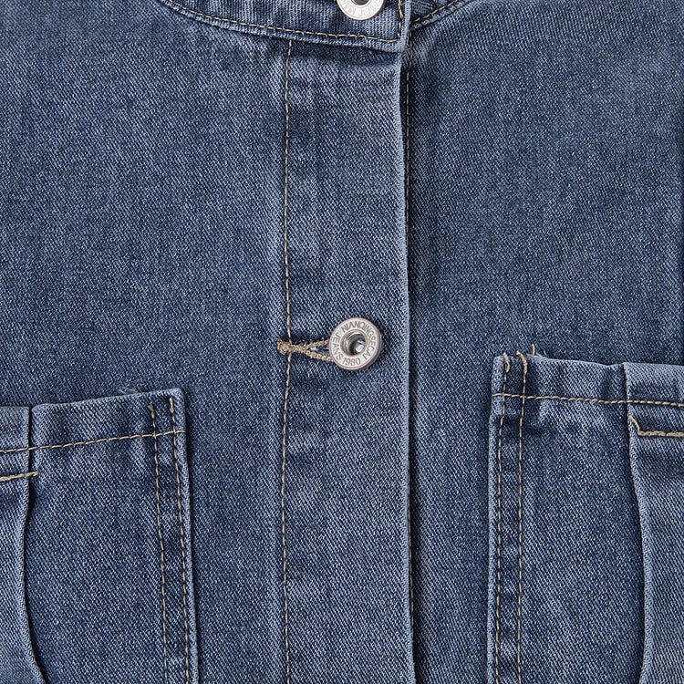 Denim Bandeau Jumpsuit met Rits en Jasje Set 
