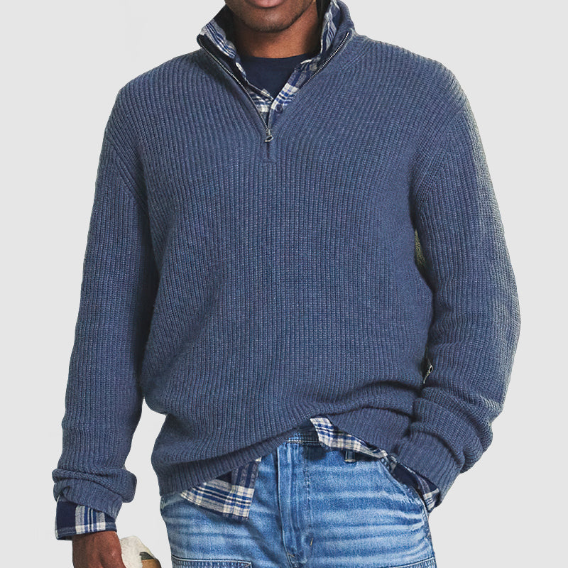 Frans - Heren kasjmier business casual trui met ritssluiting