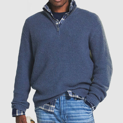 Frans - Heren kasjmier business casual trui met ritssluiting