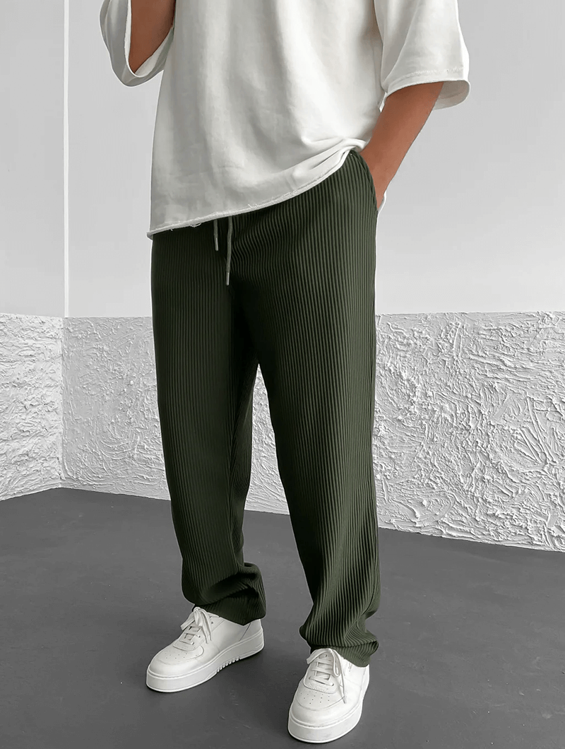 Milan - Casual geribbelde broek