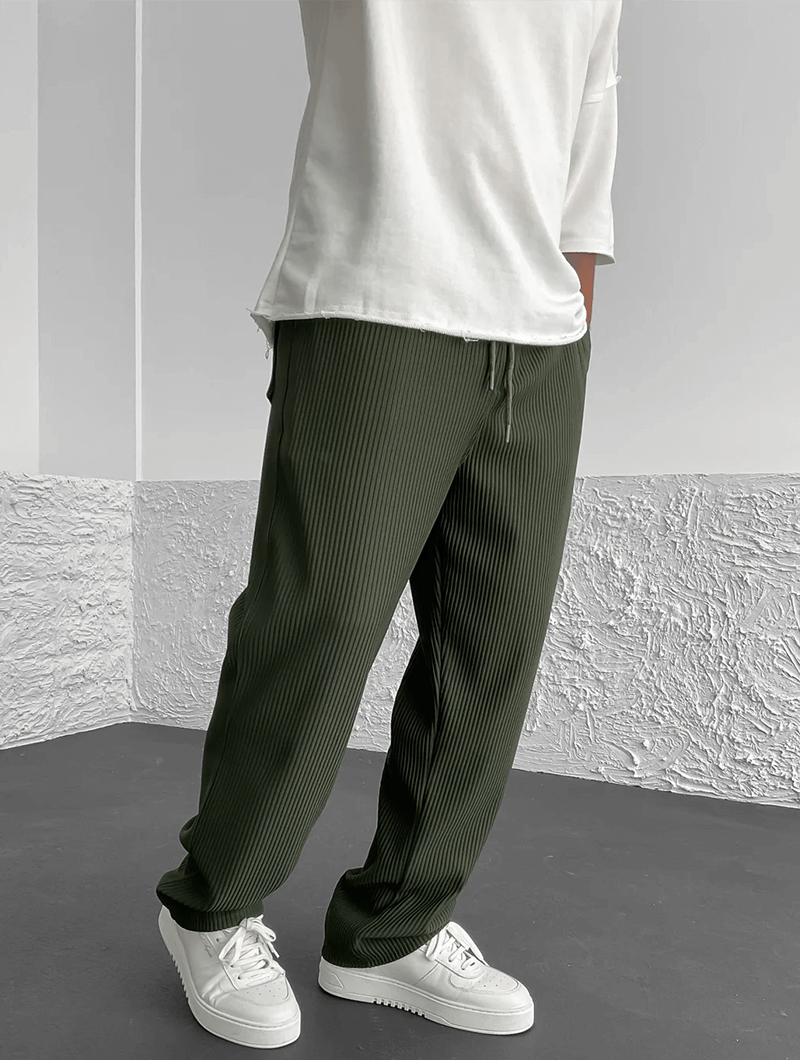 Milan - Casual geribbelde broek
