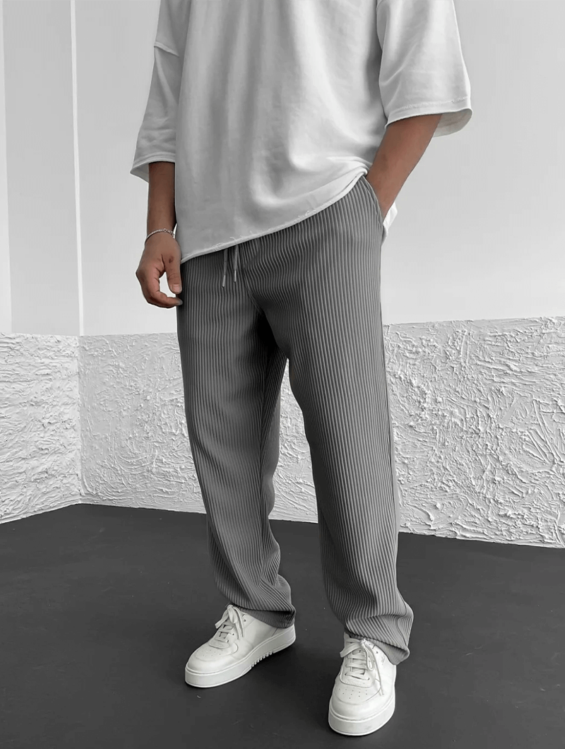 Milan - Casual geribbelde broek