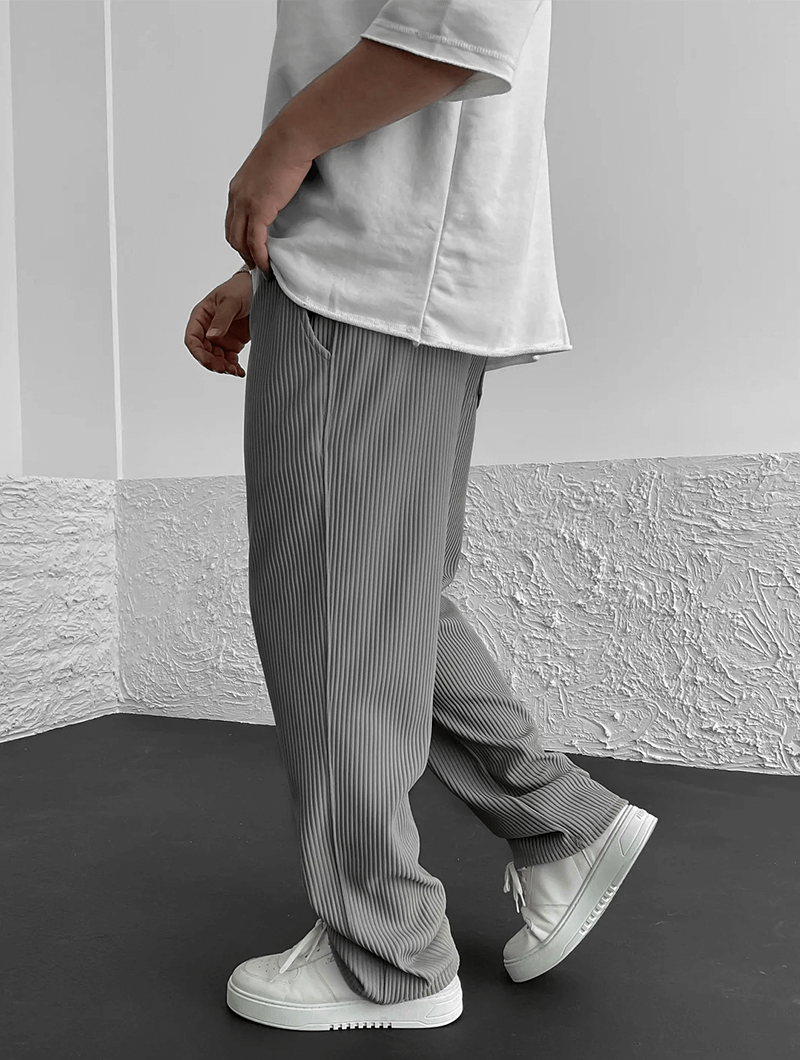 Milan - Casual geribbelde broek