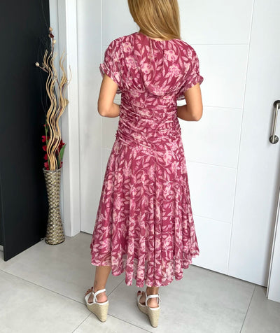 Off-shoulder V-hals bedrukte jurk voor dames