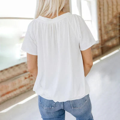 Dames casual blouse met plooien en V-hals