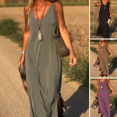 V-hals maxi cami-jurk voor dames