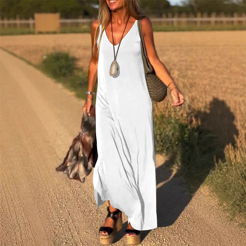V-hals maxi cami-jurk voor dames