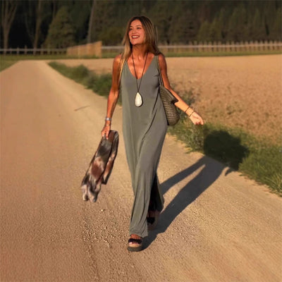 V-hals maxi cami-jurk voor dames