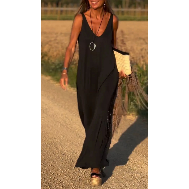 V-hals maxi cami-jurk voor dames