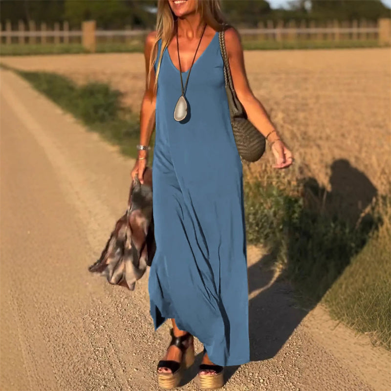 V-hals maxi cami-jurk voor dames